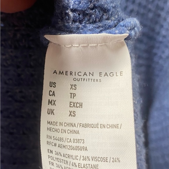 American Eagle Waffle Knit Heather‎ Blue Sweater size XS - Picture 6 of 9